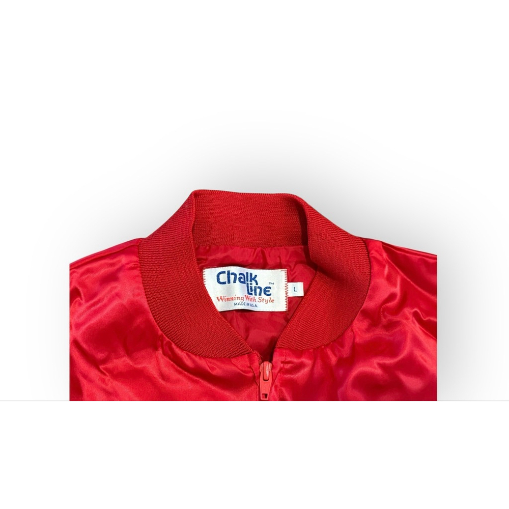 Vtg 80s Chalk Line Men Satin Bomber Jacket Cactus Electric Lawton Oklahoma Sz L​ - Picture 5 of 8